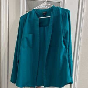 Green Button-Up Blouse